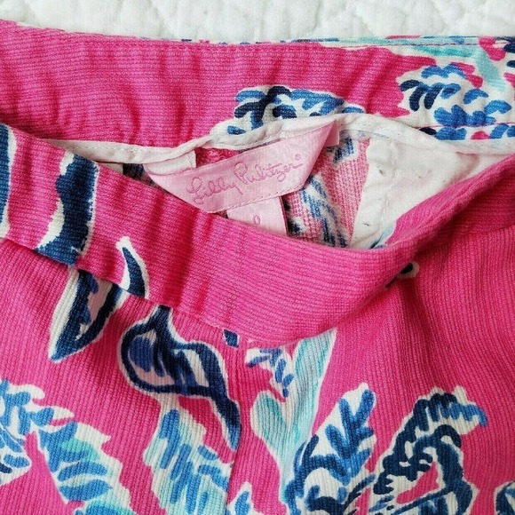 Lilly Pulitzer 0 Samba Pink Shorts- Beautiful! Coral Ocean Print - Picture 3 of 4